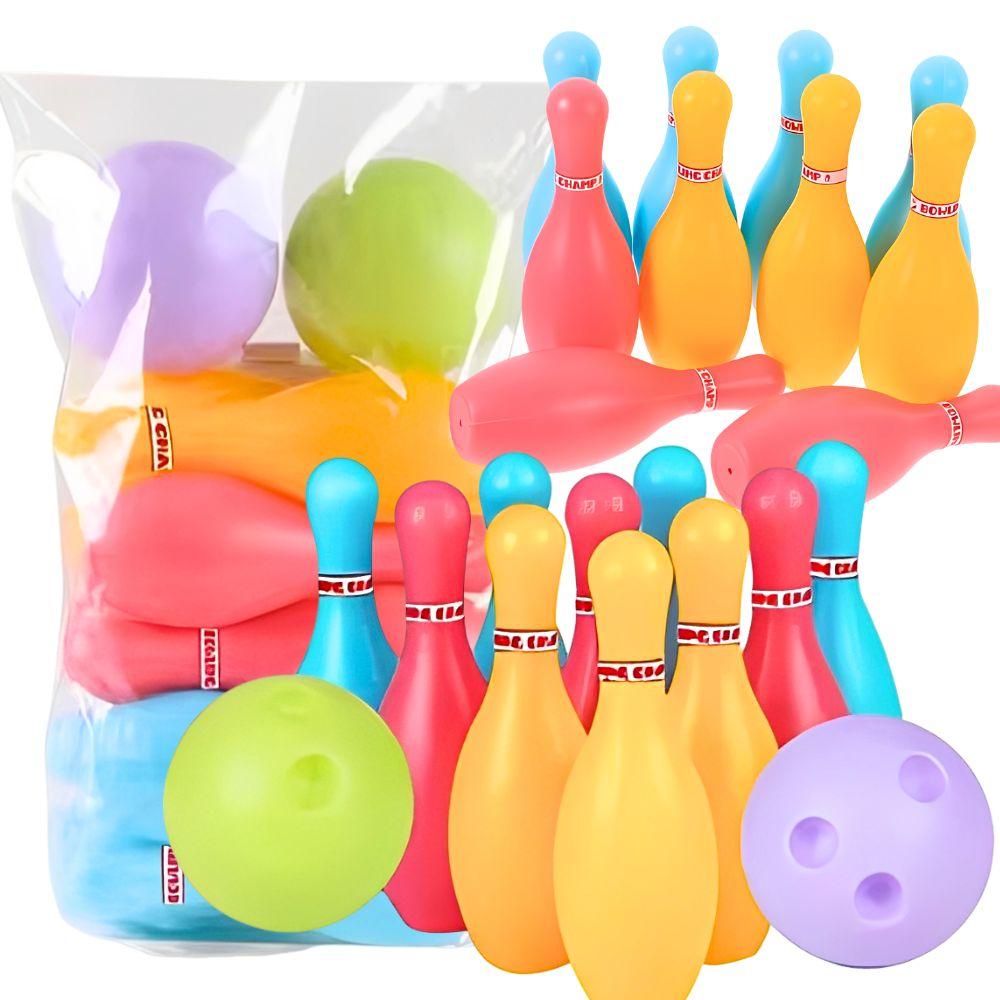 1 Set 12cm Plastic Bowling Set, Colorful Plastic 10pcs Bowling Pins & 2pcs Balls, Indoor Outdoor Activities, Birthday Gift YMY
