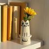 Small Fresh Cut Flower Vase Creative Cat Shaped Vase, Minimalist Cartoon Kitten Tabletop Planter for Dried Gifts Lovers Flowers, Mini Narrow