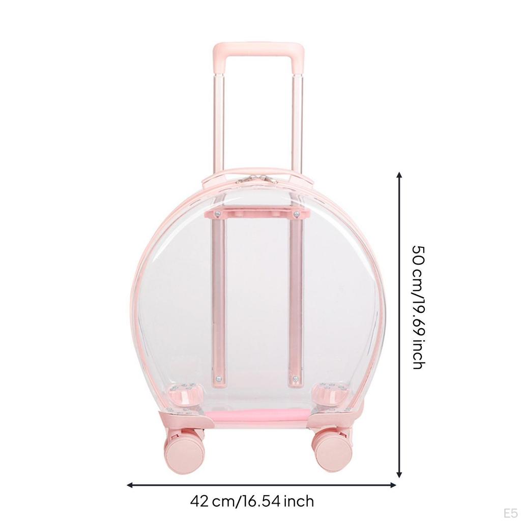 Cage de transport transparente pour animaux de compagnie avec roues, transparente, roulante, construction robuste, bagage pour chats, petits animaux