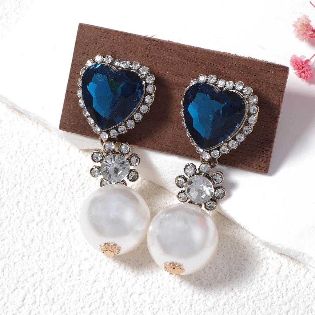 ZA personalized retro fashion light luxury glass rhinestone imitation pearl women's earrings party banquet exquisite and unique style