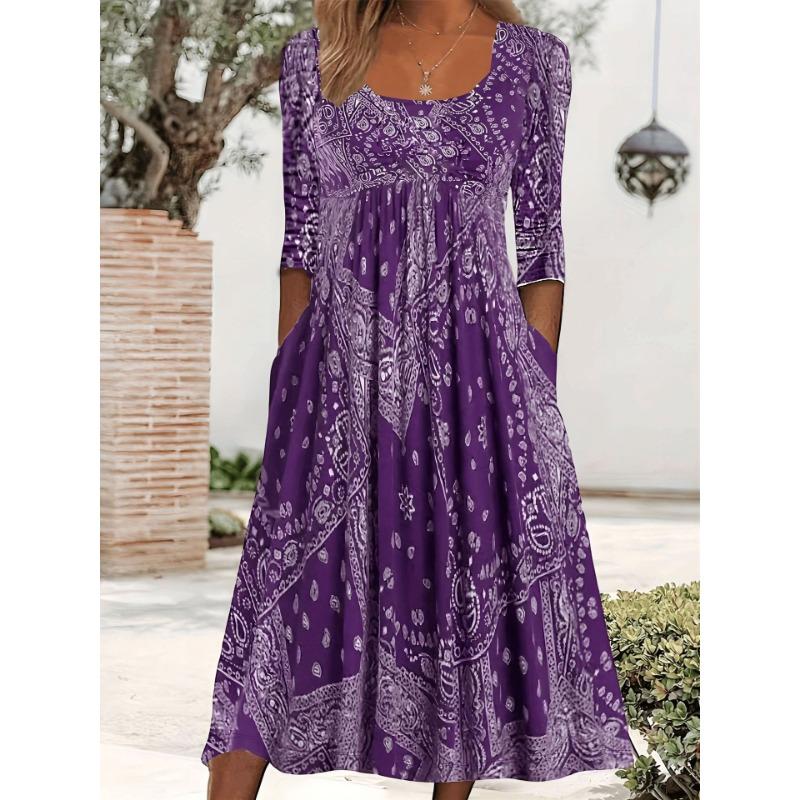 Spring/Summer Dress Casual Loose Plus-size Print Dress for Women