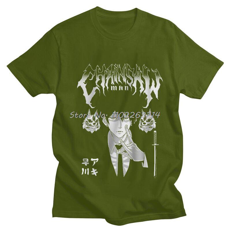 Harajuku T Shirt Men Short Sleeve Pure Cotton Tshirt Leisure Anime Manga Aki Hayakawa Tee Tops Streetwear Tshirts
