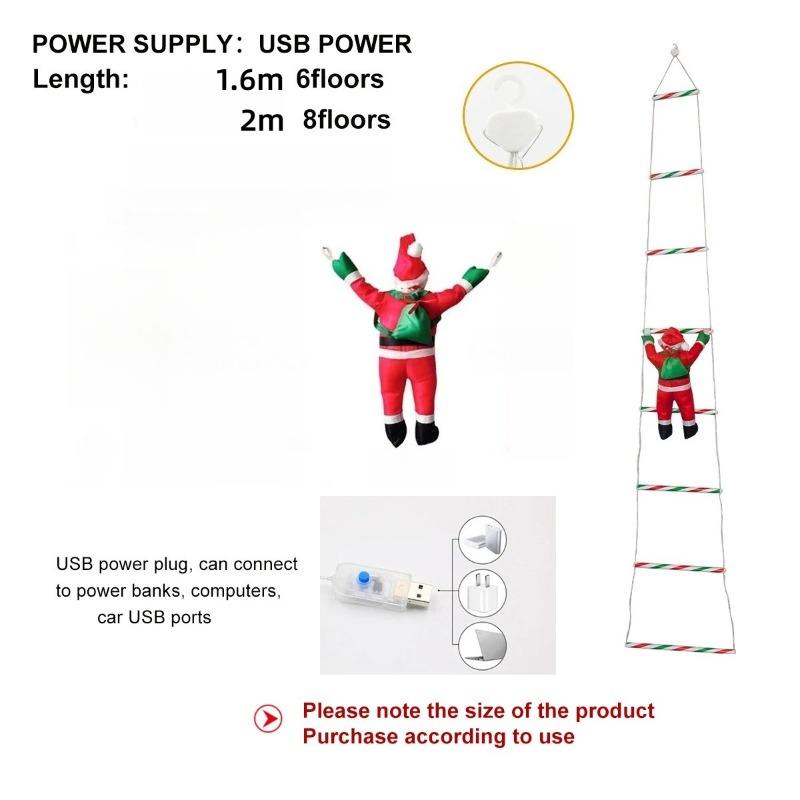 LED Christmas Fairy Lights Ladder Lights with Santa Claus Christmas Tree Lights For Indoor Outdoor Window Garden Home Decoration