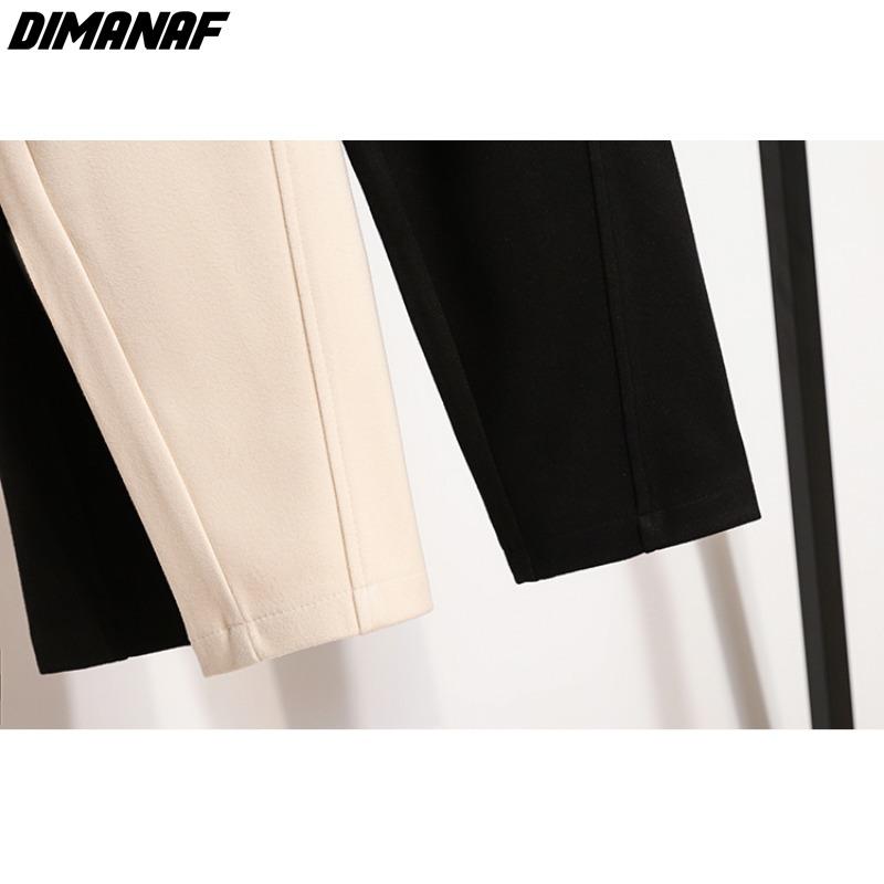 Dimanaf 2024 Talla Grande Invierno Pantalones Largos Mujer Cintura Elástica Sueltos Casual Sólidos Pantalones Harem Pantalones de Algodón Gruesos de Lana