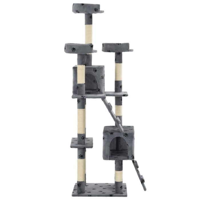 VidaXL Arbre à chat et griffoirs Sisal 170cm Empreintes de pattes Gris