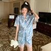 Fashion National Style High-End Short-Sleeved New Chinese Loungewear, Women Can Wear Ice Silk Suit Pajamas Outside