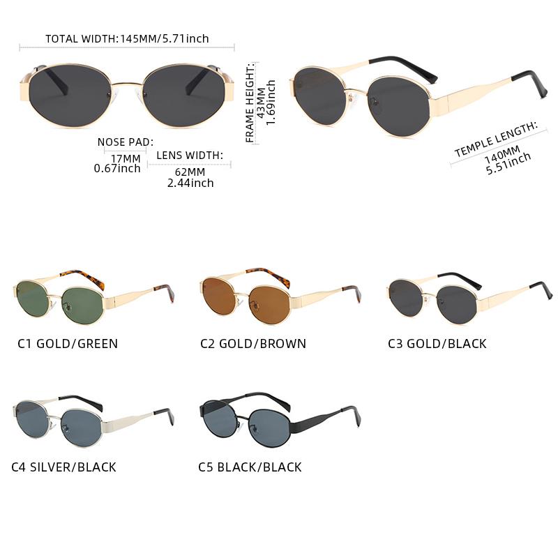 UV Protection Lightweight Comfortable Durable High Quality Timeless Stylish Alloy Metal Oval Shaped Female Sun Glasses
