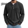 Versatile Ribbed Cuff Pullover Men Corduroy Shirt, Long Sleeve Button Collar with Chest Pocket, Layering Shirts for Loose Fit Textured Sweatshirt Fall