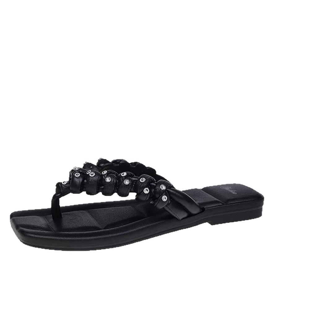 Thick-soled Slippers for Women Summer Slippers for Ladies, Square-toed Casual Beach Flip-flops
