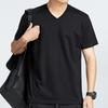Men Tops Pure Color V-Neck Short Sleeve Tee Shirt Loose Fit Thin Breathable