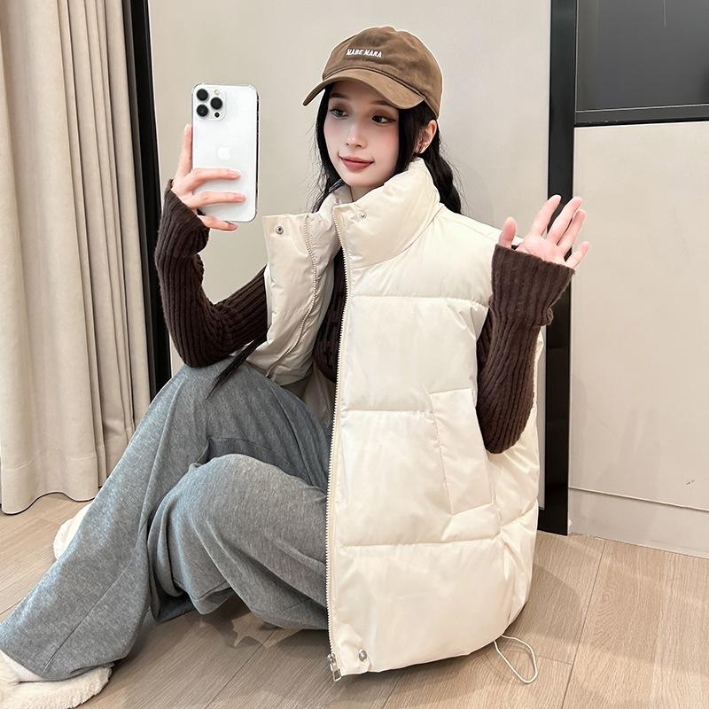 

Осенне-зимний пуховый хлопковый жилет женский жилет утолщенный теплый женский большого размера хлопковый жилет повседневный свободный верхняя одежда женские модели M