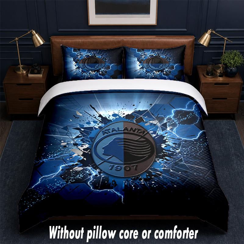 Set Biancheria da Letto Design Atalanta FC 1 Copripiumino + 2 Federe Morbido Traspirante Biancheria da Letto per la Casa