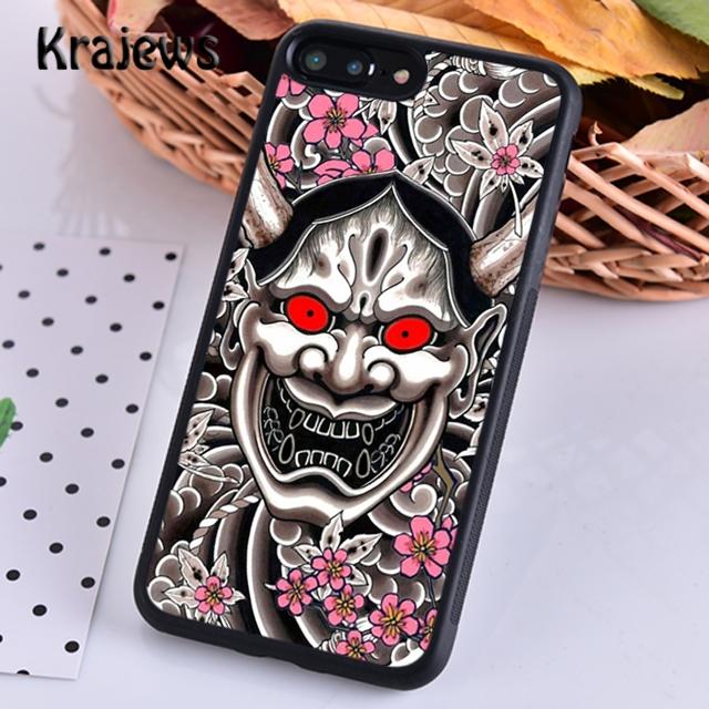 Krajews Japanese Oni Hannya Demon Mask Cool Phone Case For iPhone 14 5 6s 7 8 Plus X XR XS 11 12 13 Pro Max Samsung S21 S22ultra