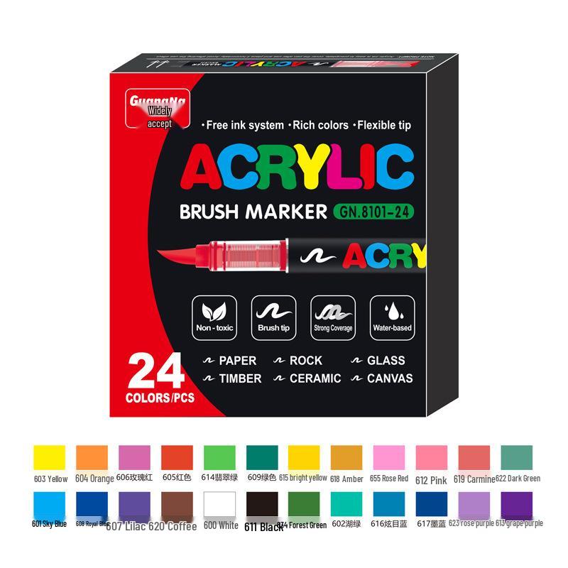 Guangna 8101 Liquid Acrylic Marker Pen Set - 168 Colors, 72 Soft Tips for Student Art, DIY, Hand Painting, and Graffiti.