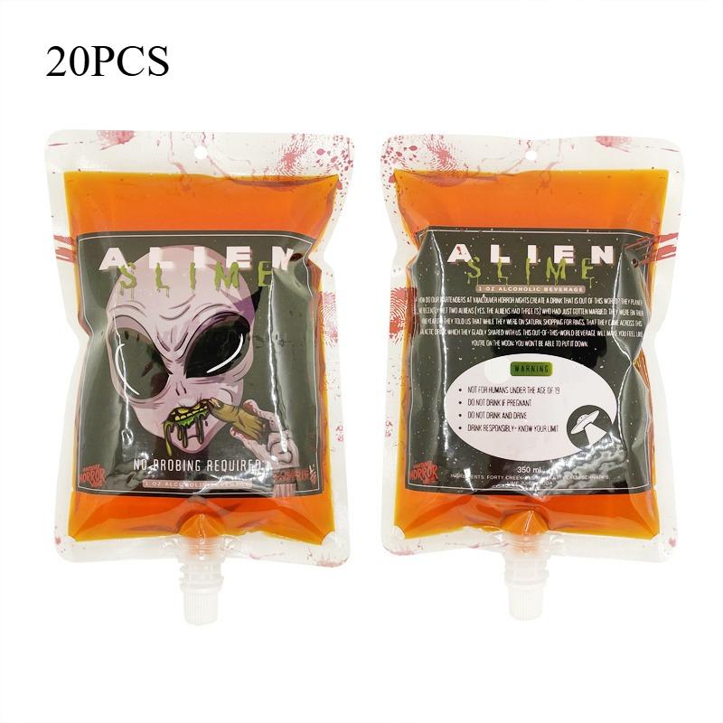 20pcs 350ml Halloween Drink Bags Jelly Spout Pouches Children's Drink Straw Bag Holidays Party Supply Blood Bags
