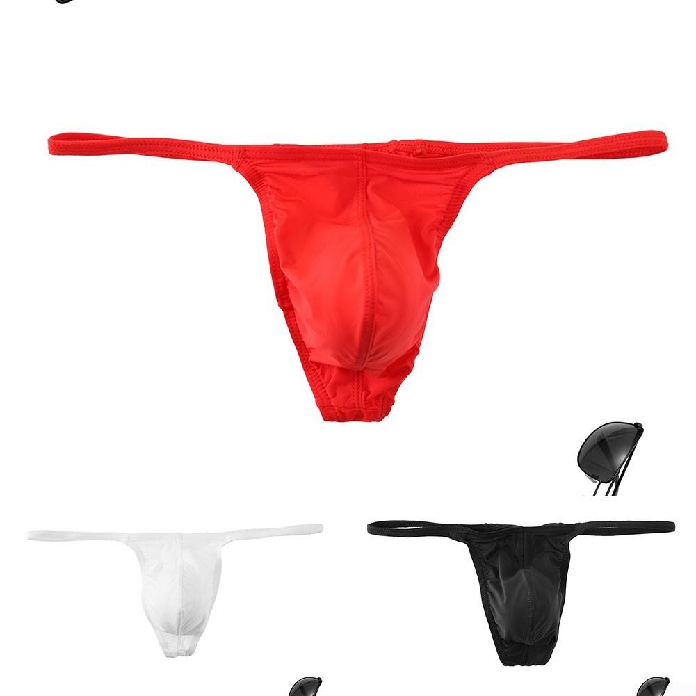 Regular Length Ice Silk Underwear Low Waist Thongs Men Sexy Briefs
