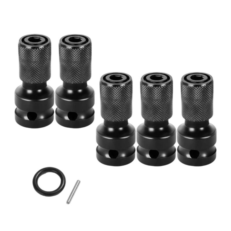 5pcs Drill Socket Adapter 1/2 inches  Square drives to 1/4 inches  Hex Shanks for Impact Wrenches & Screwdriver Bit Conversion