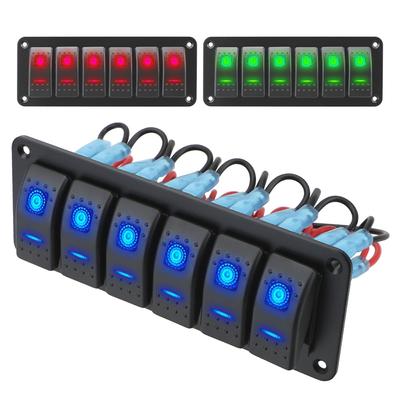 Double Light Switch LED Toggle Switch Panel ON-OFF Rocker Switch Panel for Marine Boat Caravan RV 12/24V 6 Gang Waterproof Interior Parts