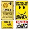 1pc, Tin Sign, Smile You On Camera Sign, Video Surveillance Sign Outdoor Aluminum Warning Sign Security Camera