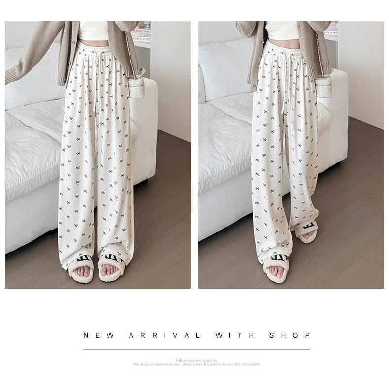 2025 High Waist Petite Bow Soft Drapey Pants - Women's Spring & Autumn