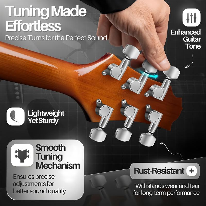 6 Pieces Guitar Tuner Pegs, Tuning Pegs Keys Machine Heads Set, Electric Guitar Tuning Keys, Locking Tuners For Guitar