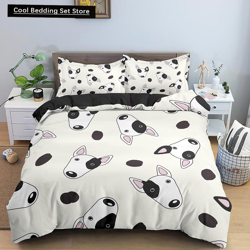 Cartoon Dog Duvet Cover King Queen Funny Pet Puppy Head Printed Bedding Set For Kids Teens Adults Animals Polyester Quilt Cover