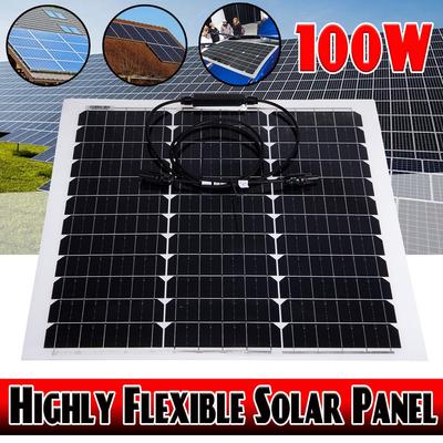 100W Solar Panel High Efficiency Monocrystalline Cell Flexible Panel Solar System For Home Camping Car RV Boat 18.5V