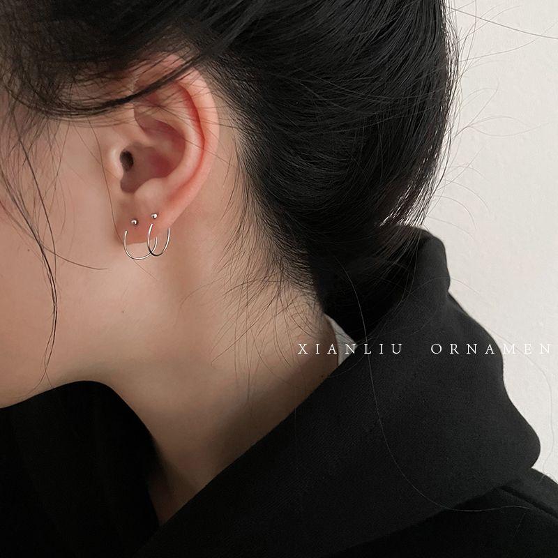 Bracelet Stud Earrings Women's Sterling Silver round Ring Earrings 2024 New Arrival Best Selling Ear-Caring Earrings Accessible Luxury Fancy Ear Ring