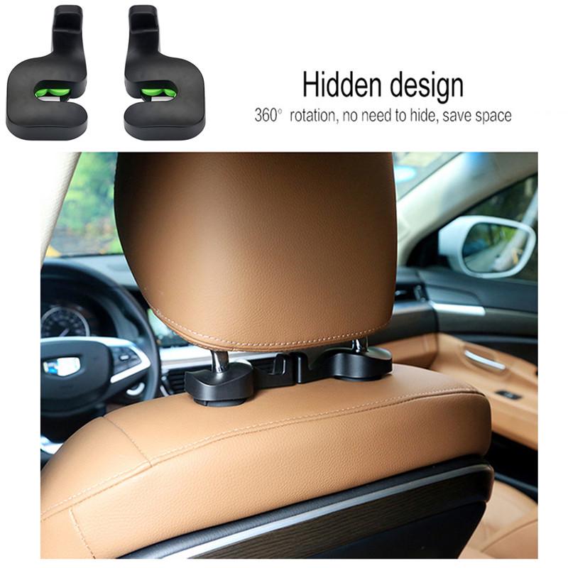 2x Car Seat Headrest Hanging Hook Coat Purse Bag Hanger Organizer Holder Beige //