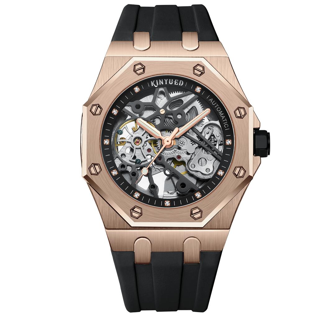 KINYUED Fabrik Mechanische Uhren Überlegenes Kautschukarmband Wasserdicht Leuchtend Lässig Mode Armbanduhr Herrenuhr