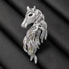 High-end and Exquisite Hollow-set Diamond-studded Horse-head Brooch for Animal-themed Clothing Accessory