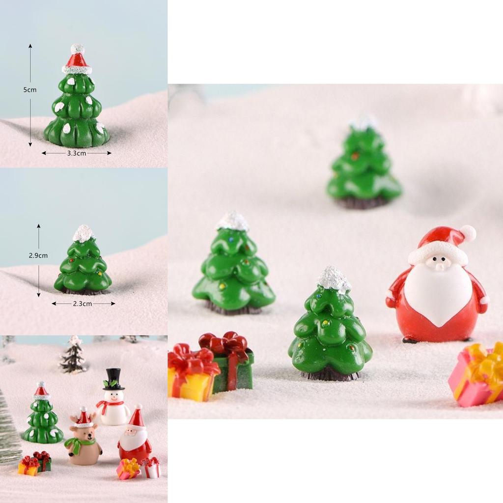 Charming Christmas Tree Santa Claus Snowman Ornaments Delightful Miniature Garden Decor For All Occasions