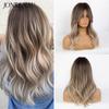 JONRENAU 16 polegadas sintético platinado cabelo longo natural onda ombre marrom cor mista festa perucas para branco/preto mulheres
