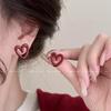 2024 Trendy Red Ankara Openwork Heart Stud Earrings for Women