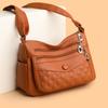 Lingge Women's Bag Soft Leather Crossbody Bag Middle-aged Mother's Bag Shoulder Bag