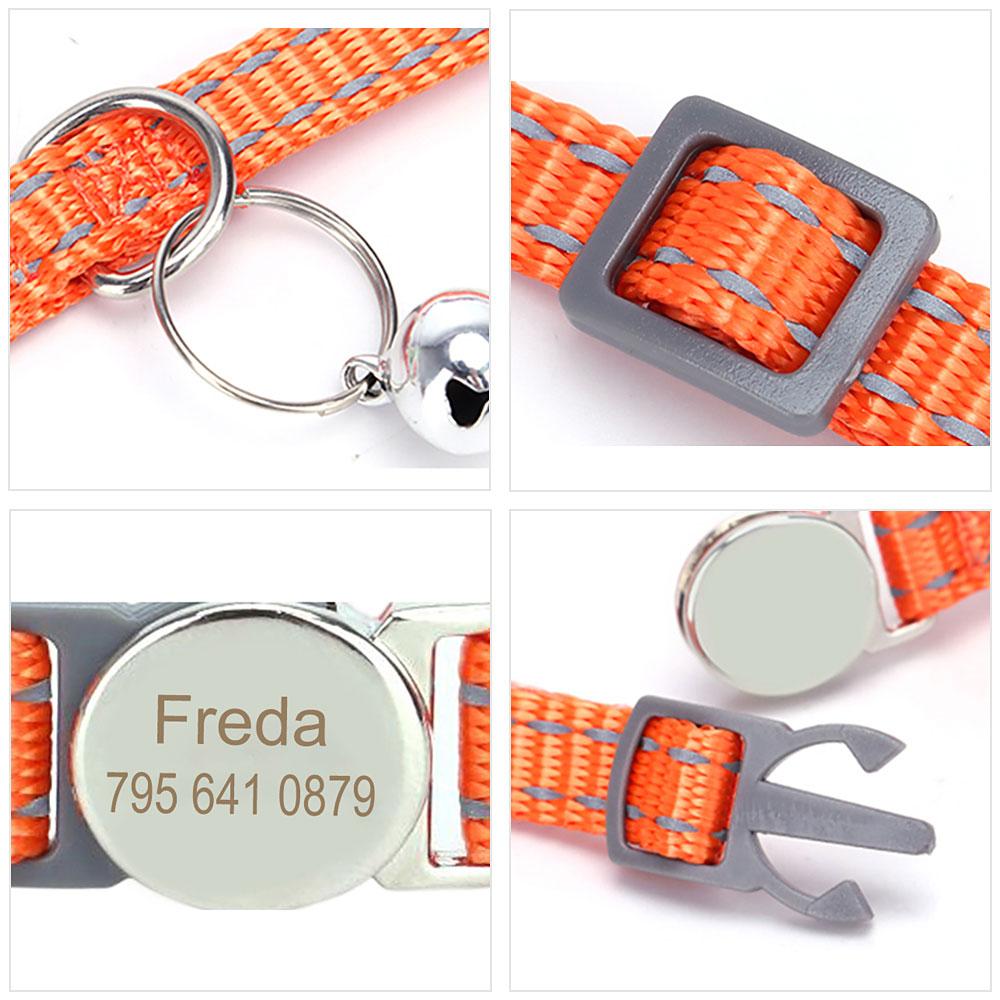 Personalized Name Cat Collar Kitten Puppy Anti-lost DIY Tag Custom Pet Collar Engraved Phone For Small Dog Puppy