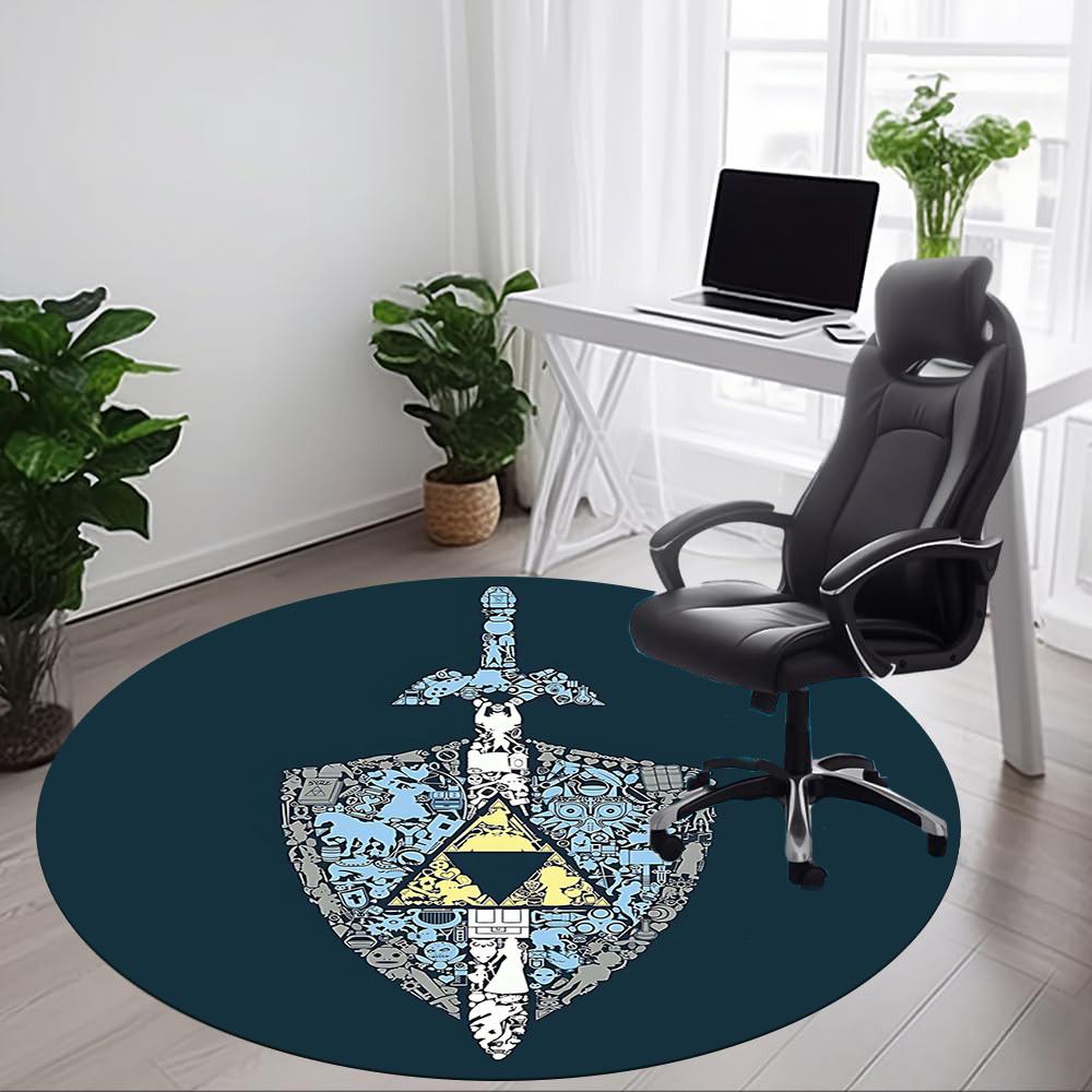 1pc Legend Office Round Area Rug, Under Office Chairs Bedroom Living Room Home Decor, Room Decoa1016247