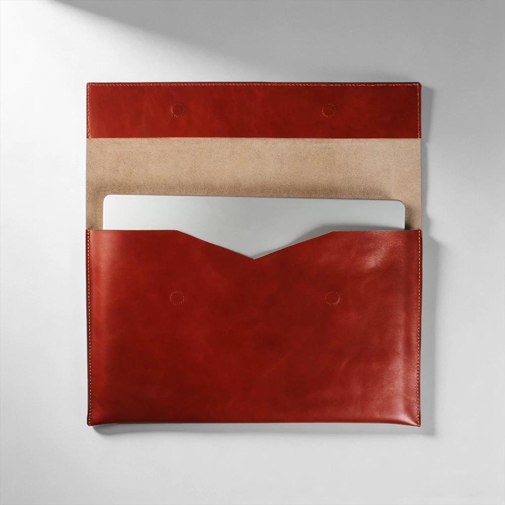 Genuine Leather Waxed Oil Texture Laptop Case for MacBook Pro 14 16 M5 M4 New Business Simple Cowhide Full Coverage Shockproof Protective Cover