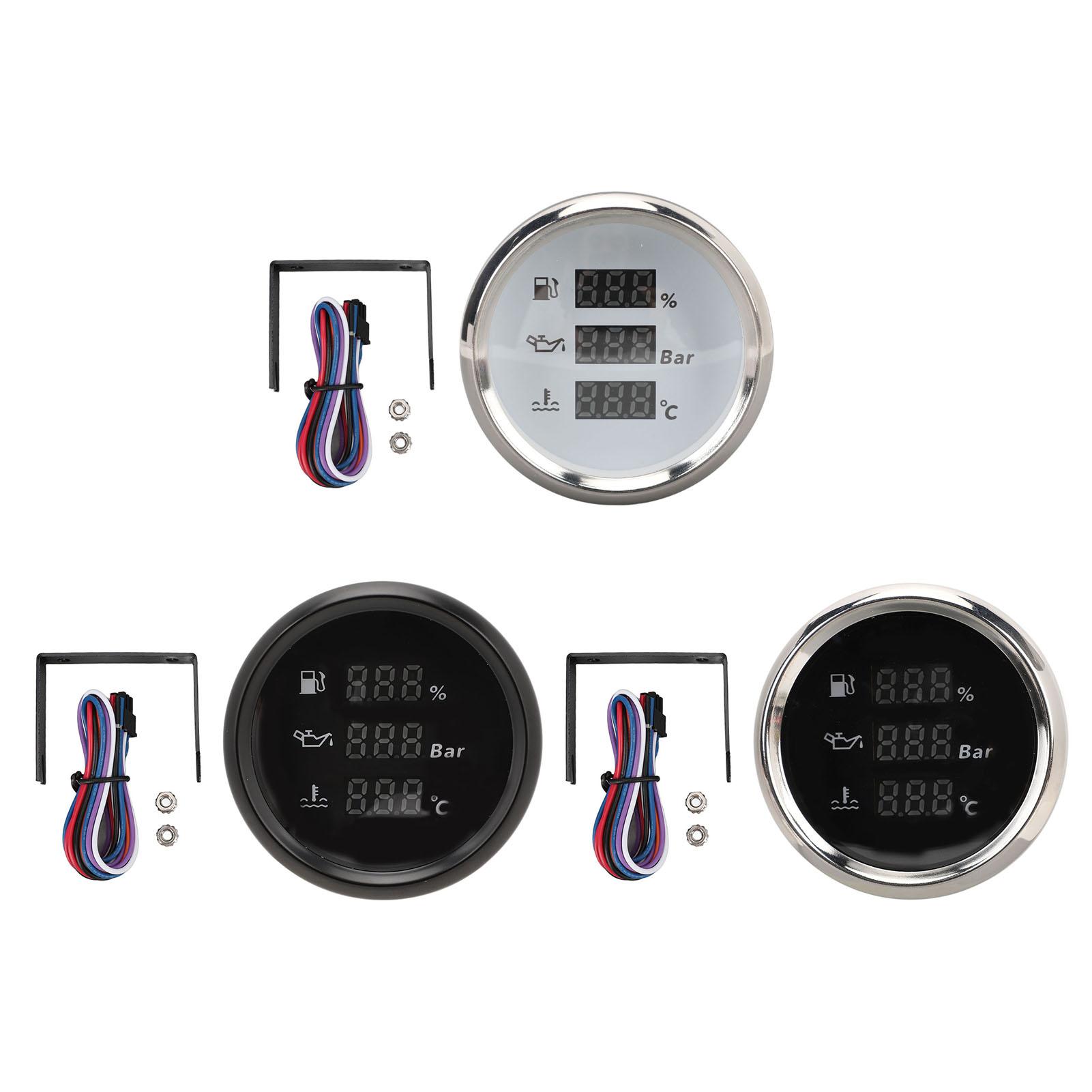 

52 мм лодочный датчик цифровой дисплей уровень масла давление масла температура воды измеритель с подсветкой для Ya White Dial Silver Bezel