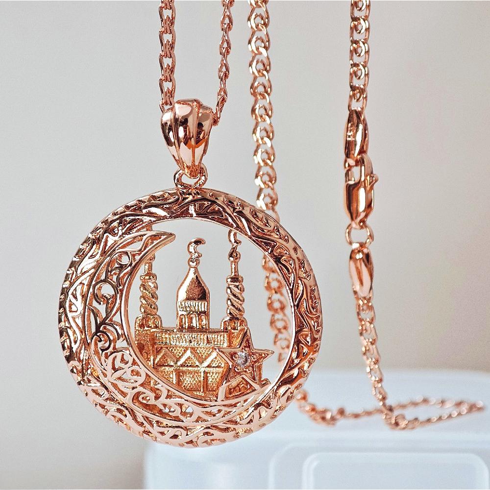 

Изысканная подвеска в виде замка принцессы из итальянского розового золота, подарок для женщин 50cm розового золота