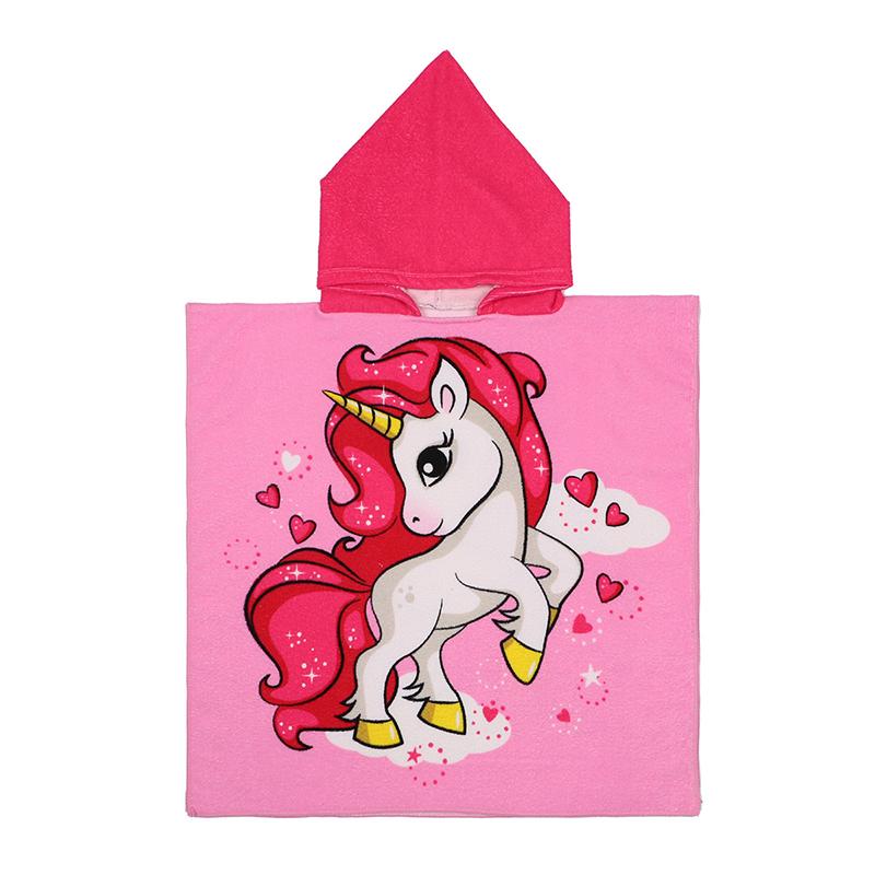 Large Cute Kids Hooded Bath Towel Cloak Cartoon Print Boys Girls Bathroom Beach Can Wear Super Absorbent Child Sunscreen Shawel