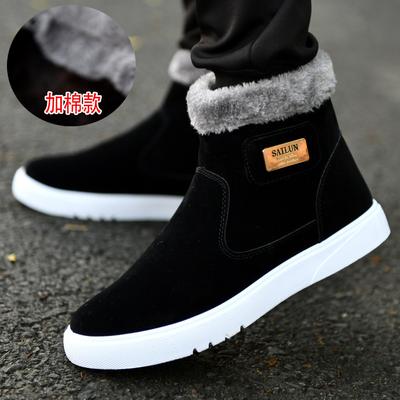 Herren Schneestiefel Plüsch Warm Herren Stiefeletten Marke High-Top Lässige Lederschuhe für Herren Bequeme zapatos para hombres