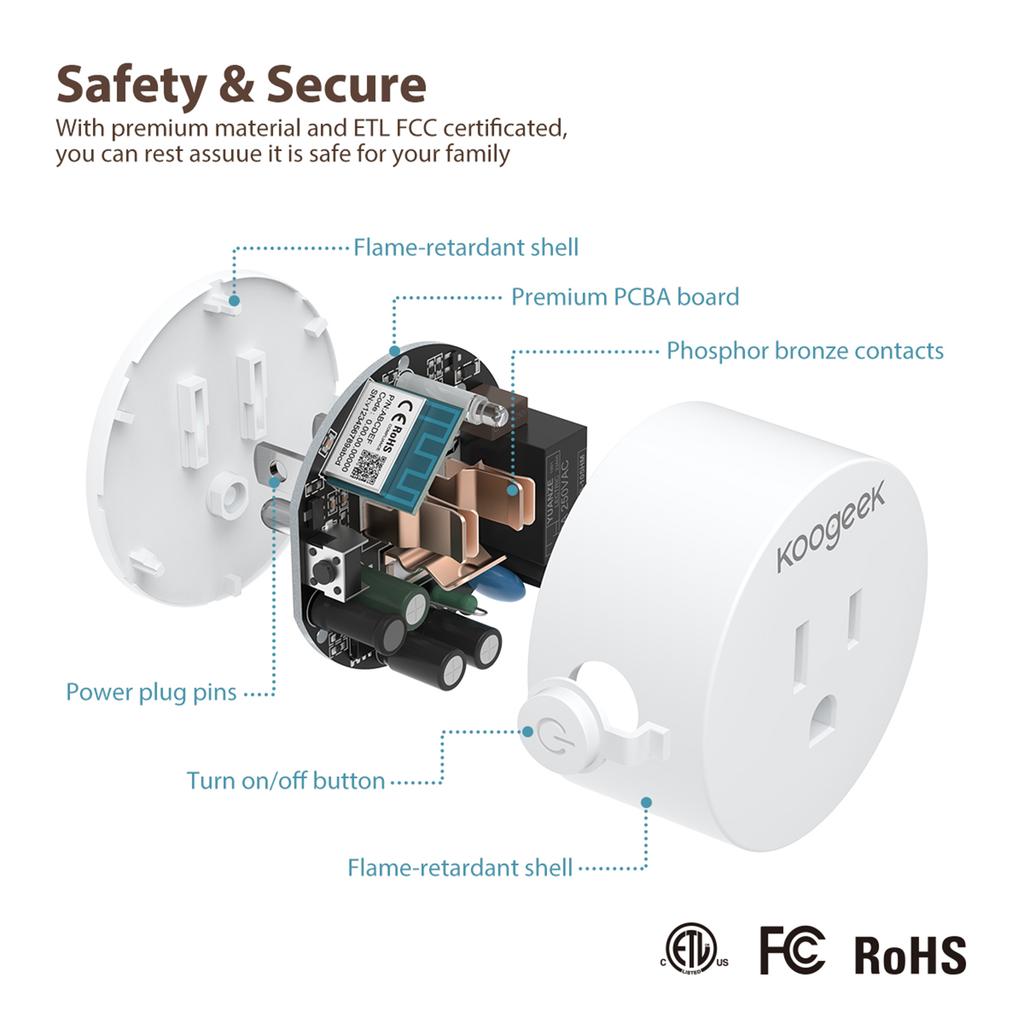 Koogeek Smart WiFi Socket US Plug Koogeek Life APP Remote Control from Anywhere Timing Function Voice Control Compatible with     Celsius  Home AC