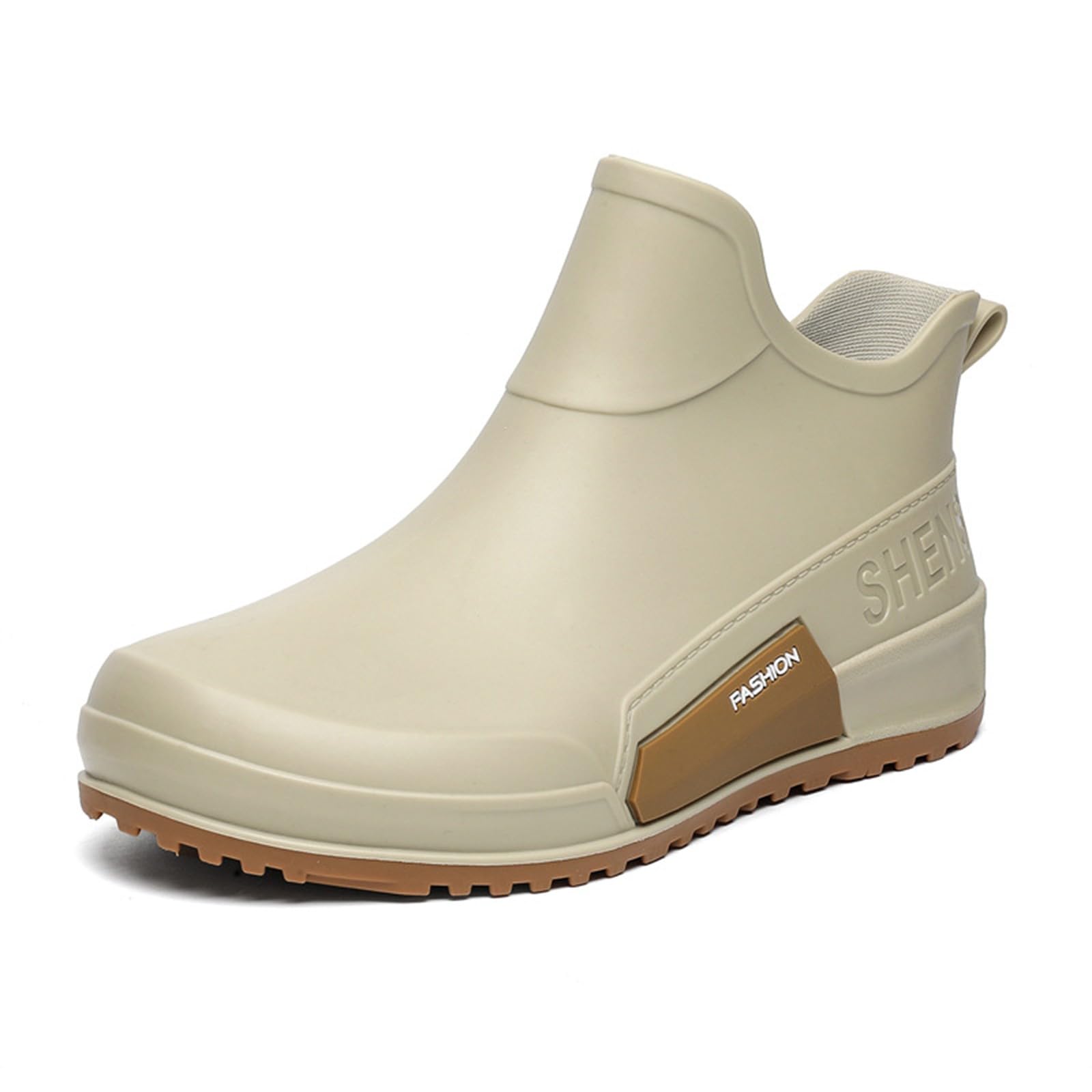 

Short tube rain boots versatile for outdoor wear, couple water shoes, kitchen rubber shoes, rain boots 36 бежевый