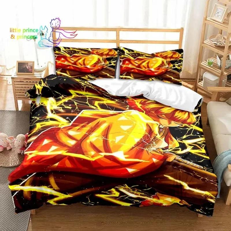 Agatsuma Zenitsu Anime Demon Slayer Bedding Set Single Twin Full Queen King Size Bed Set Aldult Kid Bedroom 3D Print