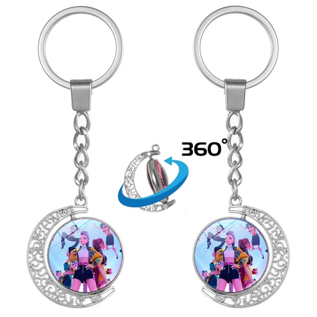 Anime Peripheral Double-sided Rotating Keychain, Creative Peripheral Key Ring Accessories Key Chain Ring