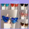 Stylish Heart-shaped Frameless Rhinestone Sunglasses Women Candy Color Peach Heart Party Shades Uv400