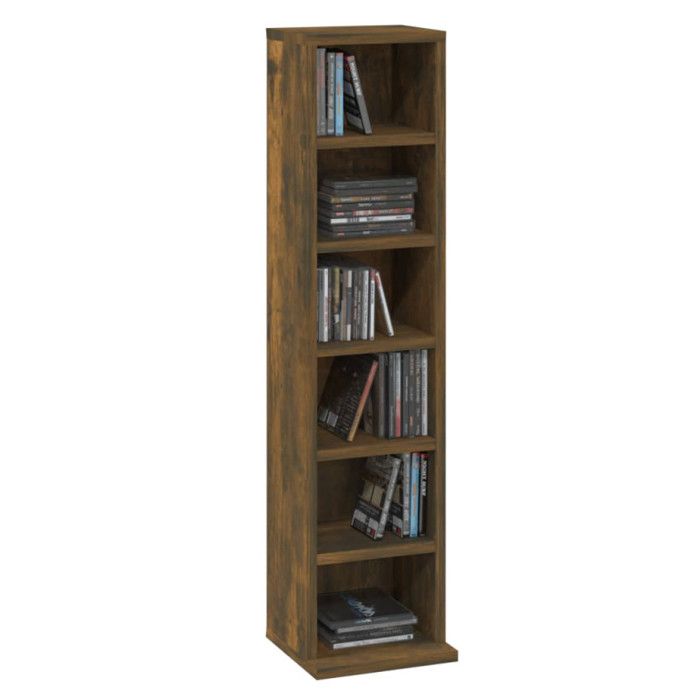 VidaXL Armoire à CD Chêne fumé 21x20x88 cm Bois d'ingénierie 815072