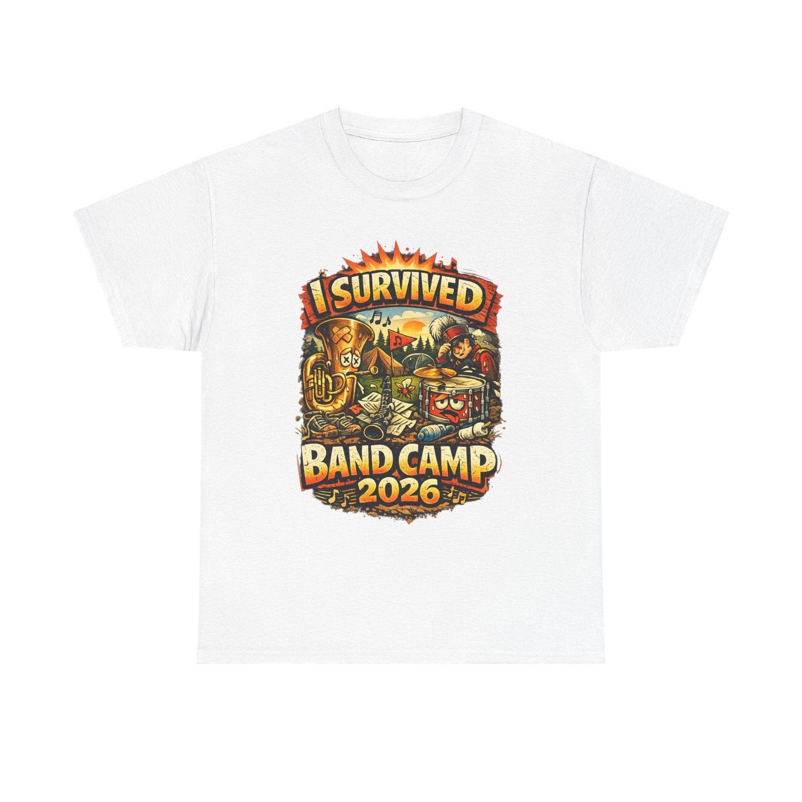 I Survived Band Camp 2026 Shirt,Funny Marching Band T shirt, Band Camp Survivor Tee, Drumline Music Camp Humor L