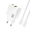 USB-A USB-C Netzladegerät mit USB-C Kabel PD QC 35W - weiß